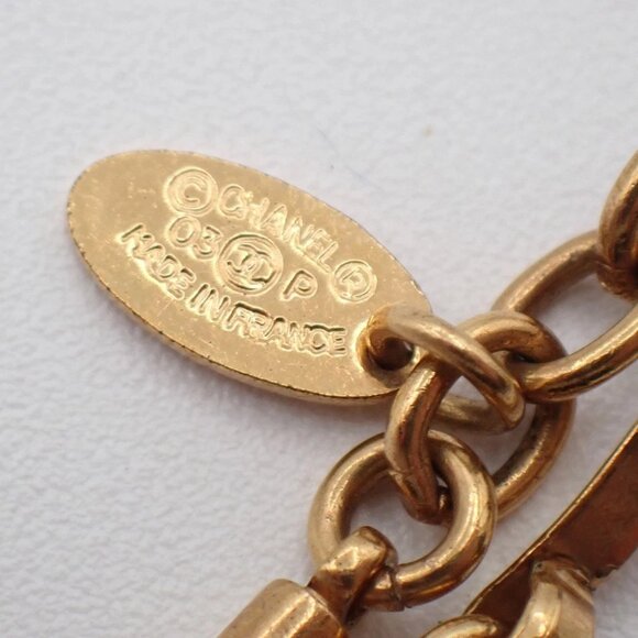 CHANEL CC Logo Snake Chain Pendant Necklace 03P Gold Pink GHW France - Picture 7 of 13